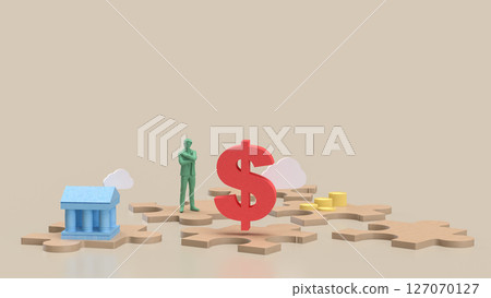 The Wood Jigsaw and Business icon image 3d Rendering. The Wood Jigsaw and Business icon image 3d Rendering. 127070127