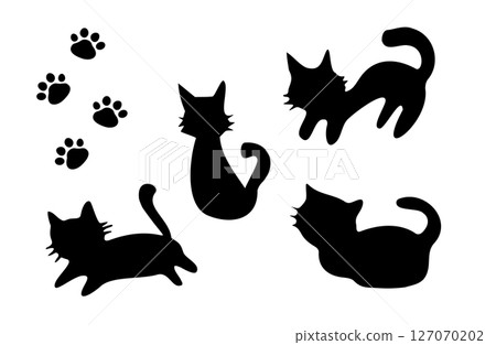 黑貓手繪插畫集剪影 127070202
