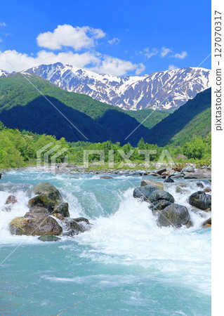 Mt. Hakuba in early summer as seen from the foot of the mountain Mt. Hakuba in early summer as seen from the foot of the mountain 127070317