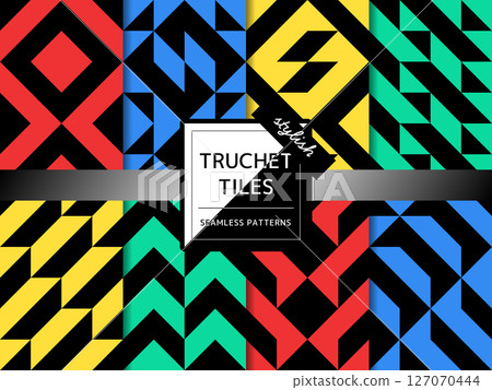 Set of seamless patterns of torch tiles Stylish 127070444