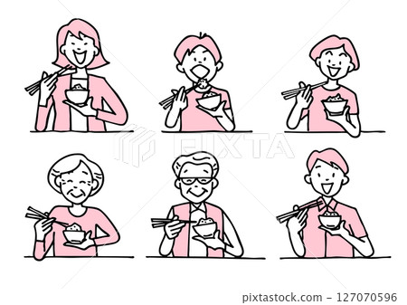 一家人用筷子吃飯的插圖 一家人用筷子吃飯的插圖 127070596