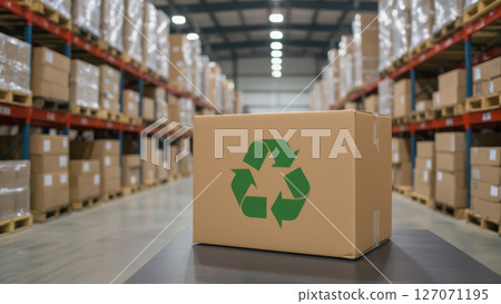 倉庫中的可回收紙板箱 127071195