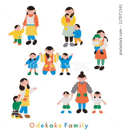 Kindergarten, nursery school teacher and children set Kindergarten, nursery school teacher and children set 127071342