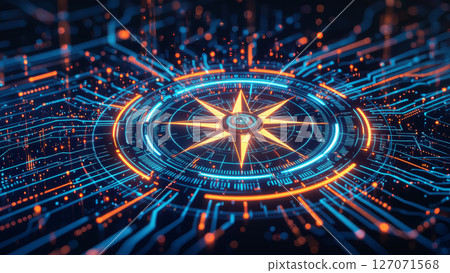 具有未來派電路設計的數位羅盤接口 具有未來派電路設計的數位羅盤接口 127071568