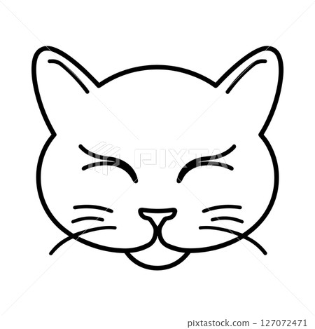 Kawaii cat icon, line art. Cute animal face, doodle. Childish hand drawn vector design Kawaii cat icon, line art. Cute animal face, doodle. Childish hand drawn vector design 127072471