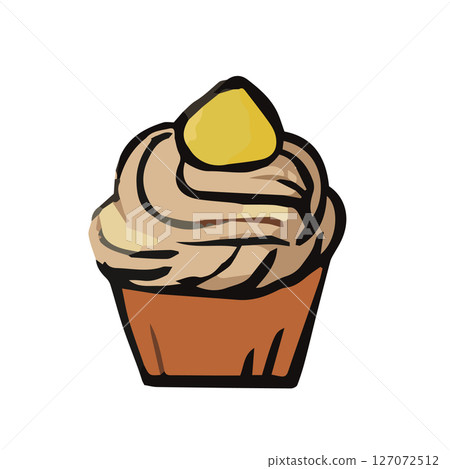 Mont Blanc cupcake hand drawn illustration 127072512