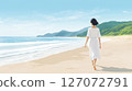 A woman strolling by the sea 127072791