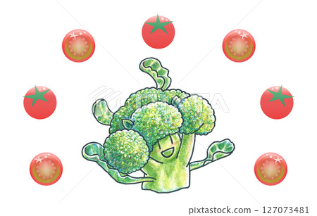 西蘭花啦啦隊和閃亮的櫻桃番茄 127073481