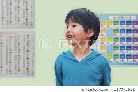 Japanese children studying English Japanese children studying English 127073631