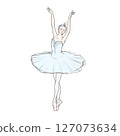 Ballerina dancing in a swan costume 127073634