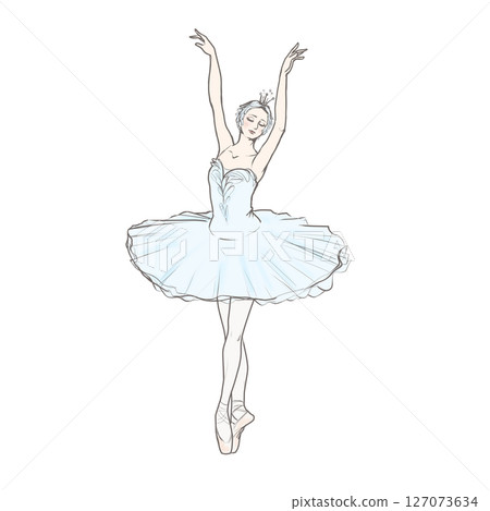 芭蕾舞女演員穿著天鵝服裝跳舞 127073634