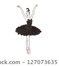 Ballerina dancing in a black swan costume 127073635