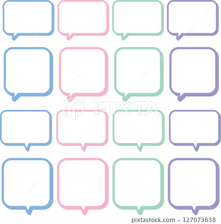一組簡單的柔和色彩的方形語音泡泡 127073638
