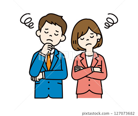 憂心忡忡的年輕商人的向量插圖素材_男女套裝_顏色 127073682