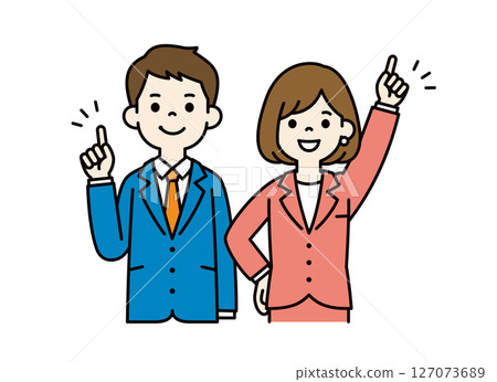 一位年輕商人努力實現目標的向量插圖素材_男女套裝_顏色 127073689