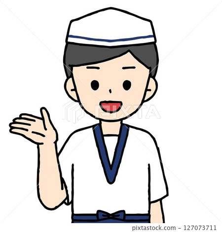 A male chef is showing people around 127073711