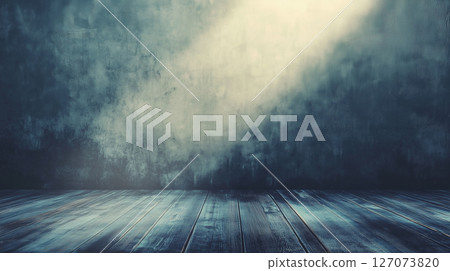 empty wall and wooden floor with glare from the window. Interior background for mockup or presentation 127073820