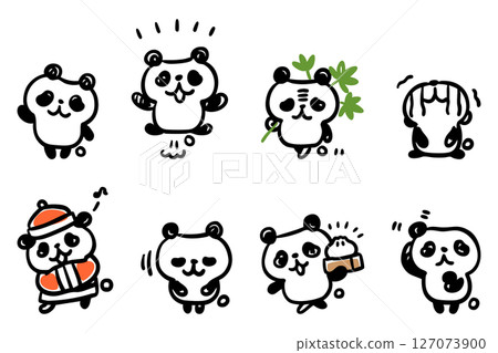 Hand-drawn panda character illustration set ① (greetings, joy, anger, sadness, happiness, etc.) Hand-drawn panda character illustration set ① (greetings, joy, anger, sadness, happiness, etc.) 127073900