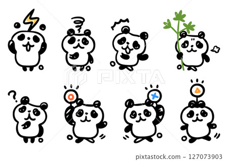 手繪熊貓人物插圖集④（震驚、困惑等） 127073903