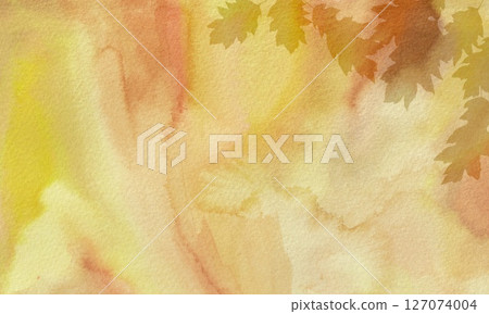 A frame made of silhouettes of fallen leaves on a brown background. An autumn-like illustration with a watercolor background. A frame made of silhouettes of fallen leaves on a brown background. An autumn-like illustration with a watercolor background. 127074004
