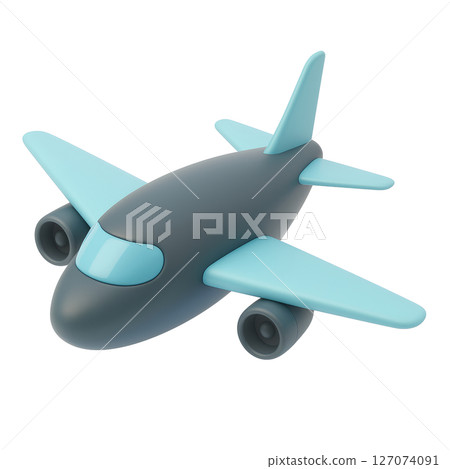 3D airplane icon on transparent background 127074091