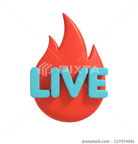 3D live icon with flame motif (transparent background) 127074092