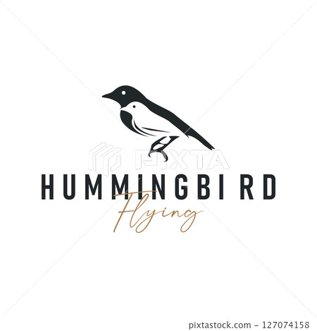 bird logo concept animal design flying freely in the sky hummingbird silhouette with a simple, cool, modern design illustration of a brand symbol template for a business product or poster template 127074158