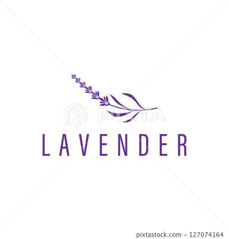 lavender flower design, lavender logo concept, aromatherapy plant for health and perfume, with modern simplicity as a symbol of a business product brand, also a poster or brand illustration template 127074164