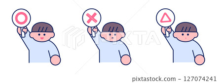 簡單流行/男孩拿著 O、X 和 △ 卡片套裝 簡單流行/男孩拿著 O、X 和 △ 卡片套裝 127074241