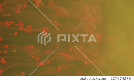 Vertical video. Paint water swirl. Blur liquid acryl. Defocused pink green color shine drops flow fluid smoke texture wave on abstract light background. 127074279