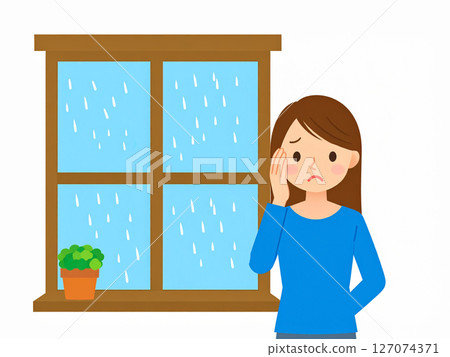 Rain, low pressure, headache, feeling unwell, weather-related illness, low pressure headache 127074371