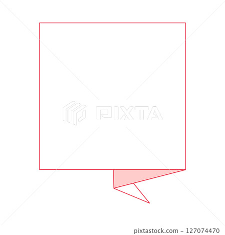 Speech bubble frame illustration material - Red and pink sharp rectangle - Vector - PNG with transparent background 127074470