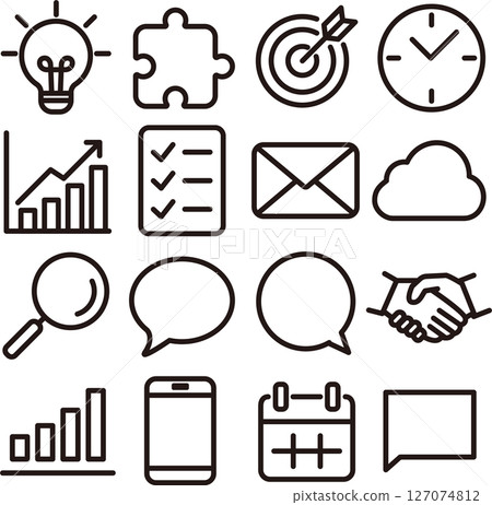商務圖示象形圖資訊線裝飾插圖素材集 127074812