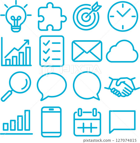 Business icon pictogram infographic line decoration illustration material set Business icon pictogram infographic line decoration illustration material set 127074815