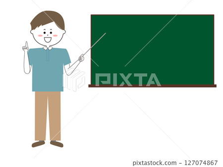 一位男老師站在黑板前的插圖 127074867