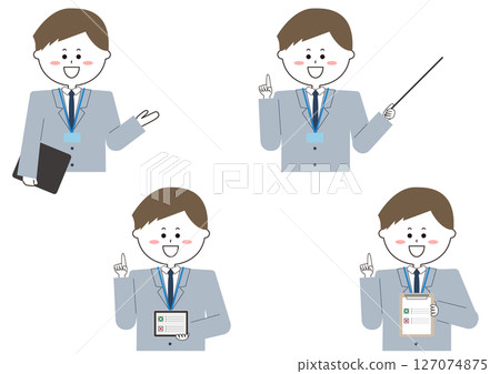 Illustration set of a man explaining 127074875