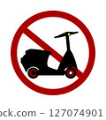 Sign prohibiting scooters on white background. Vector illustration. 127074901