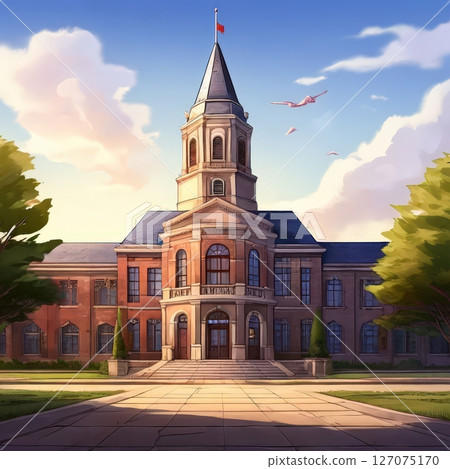 the AI Image Generator, Elegant Brick Clocktower on a Sunny Autumn Day the AI Image Generator, Elegant Brick Clocktower on a Sunny Autumn Day 127075170