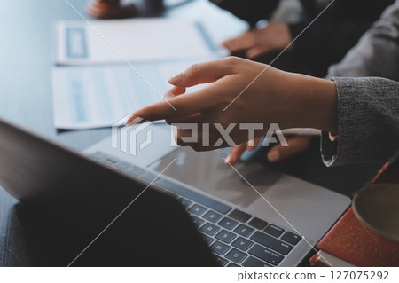 Judge gavel with Justice lawyers having team meeting at law firm background. Concepts of Law and Legal services. Judge gavel with Justice lawyers having team meeting at law firm background. Concepts of Law and Legal services. 127075292