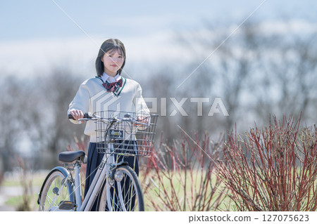 Bicycle and student Bicycle and student 127075623