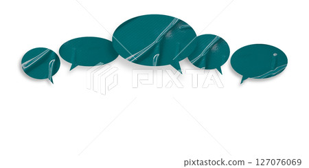 Green speech bubble crumpled paper isolated on transparent background 127076069