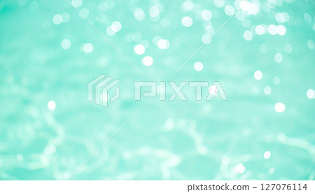 具有重疊燈光的綠色抽像水背景影像 127076114