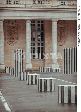 The Burens Columns (the two trays) installed in the Honor courtyard of the Palais Royal. The Burens Columns (the two trays) installed in the Honor courtyard of the Palais Royal. 127076126