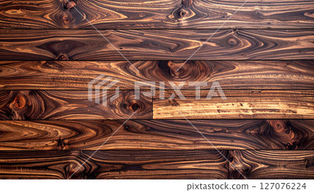 Dark walnut wood texture background, surface showcases intricate grain patterns and natural variations, seamless wood background, hardwood flooring pattern 127076224