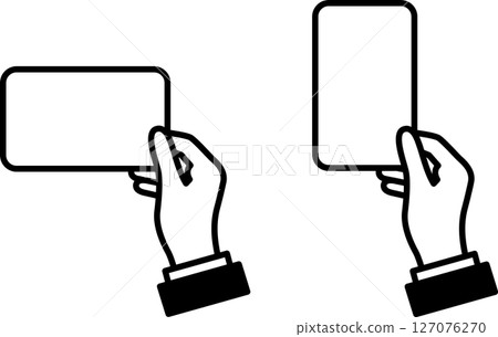 一手拿著一張卡片的插圖圖標 127076270