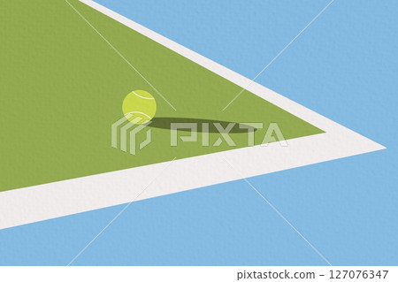 Tennis Championship and Tournament Landscape Poster. Indoor, Blue, Indoor Court. Ball on the Line. Net Shadow on floor. Close up. Flat, Simple, Retro style - Vector Tennis Championship and Tournament Landscape Poster. Indoor, Blue, Indoor Court. Ball on the Line. Net Shadow on floor. Close up. Flat, Simple, Retro style - Vector 127076347