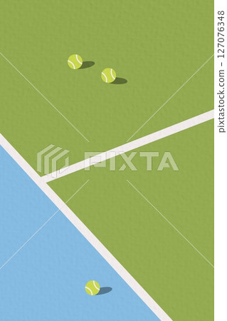 Tennis Championship and Tournament Landscape Poster. Indoor, Blue, Indoor Court. Ball on the Line. Net Shadow on floor. Close up. Flat, Simple, Retro style - Vector Tennis Championship and Tournament Landscape Poster. Indoor, Blue, Indoor Court. Ball on the Line. Net Shadow on floor. Close up. Flat, Simple, Retro style - Vector 127076348