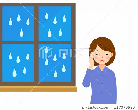 下雨、低壓、頭痛、感覺不適、天氣相關疾病、低壓頭痛 127076689