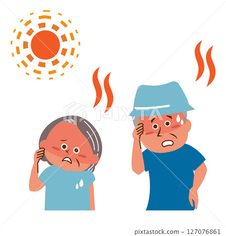 中暑戶外老人插畫素材 127076861
