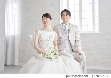 Bride and groom portrait Bride and groom portrait 127077567